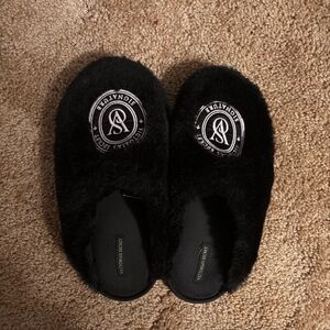 Victoria's Secret Black Plush Slippers